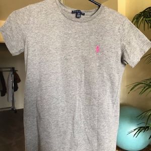Ralph Lauren grey t-shirt pink Polo logo